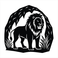 lion silhouette vector style