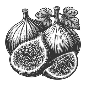 recommend clip art: Fig Fruit and Leaf raster illustration