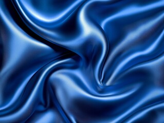 Obraz premium Abstract Blue Satin Fabric Waves, Fabric, Texture, Smooth