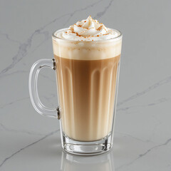 Enjoying Hot Latte Drink with Whipped Cream and Cinnamon Topping