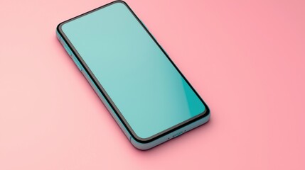 Mobile device display on soft pink background technology concept modern minimalist style flat lay view