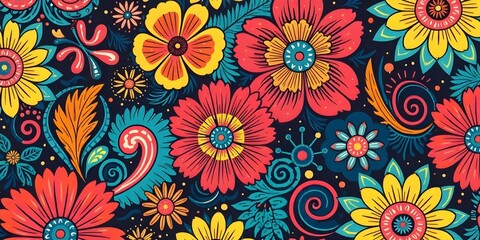 abstract retro 70s style colorful retro patterns background, modern geometric and floral ornaments with vintage backgrounds