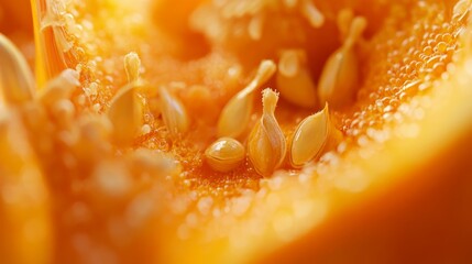 Pumpkin fruit and seeds close up