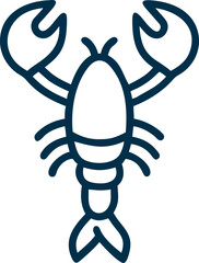 Lobster Lined Icon, Minimalistic Vector Design, Retro Vintage Illustration, Seafood, Marine Life, Lobster Icon, Ocean, Crustacean, Simple Vector, Retro Design, Seafood Cuisine