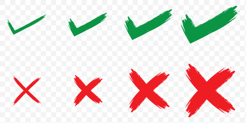 Click the check mark vector button. Vector of a red cross with a green checkmark. EPS 10.