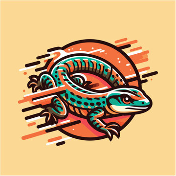 Vibrant Cartoon Lizard Illustration Agile Reptile Design for Nature and Wildlife Concepts