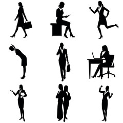 Naklejka premium A group of set business man and woman vector silhouette, isolated white background