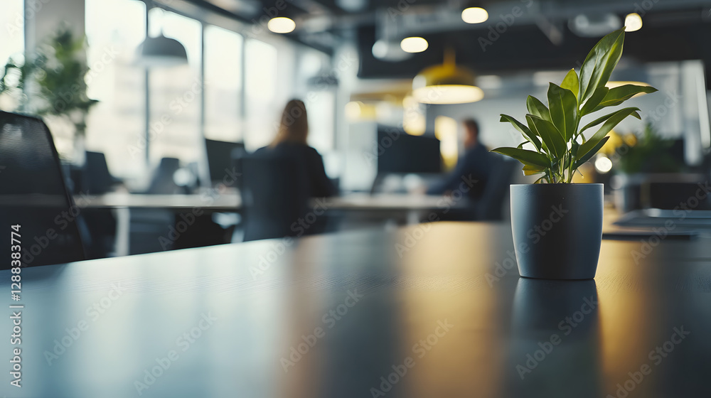 Wall mural abstract blur image of business people walking at modern hallway with bokeh for background usage