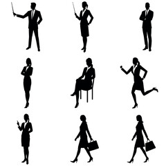 Naklejka premium A group of set business man and woman vector silhouette, isolated white background