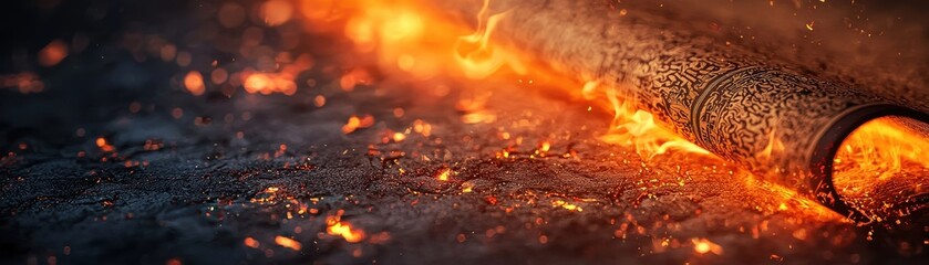Burning Ancient Scroll Embers and Flames Detailed Texture Fiery Destruction