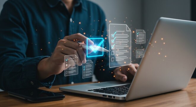 The marketing manager approved the survey form checklist with all the required checkmarks, signifying the acceptance of the survey questions and the process for collecting and analyzing the data.