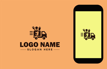 Food Delivery icon Meal delivery Food courier service Restaurant delivery flat logo sign symbol editable vector
