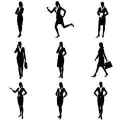 Obraz premium A group of set business man and woman vector silhouette, isolated white background