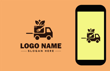 Food Delivery icon Meal delivery Food courier service Restaurant delivery flat logo sign symbol editable vector