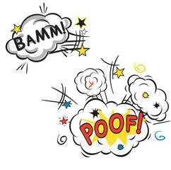 Vector illustration comic element falling down effect isolated on white background