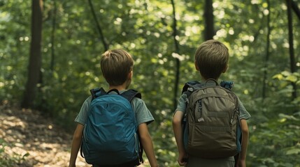 Two Brothers Hiking in the Woods: A Summer Adventure