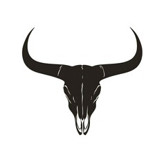 Fototapeta premium Realistic bull skull with majestic horns on a clean white background for art and decor