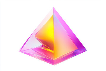 Colorful gradient pyramid with pink, purple, and yellow hues on white background