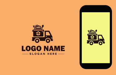 Food Delivery icon Meal delivery Food courier service Restaurant delivery flat logo sign symbol editable vector