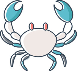 Colorful Crab Doodle Vector Icon | Offset Minimalist Design | Retro Vintage Marine Life Illustration for Coastal, Beach & Wildlife Themes