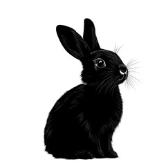 Naklejka premium A captivating silhouette of a black rabbit on a stark white background showcasing its form