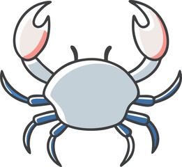 Colorful Crab Doodle Vector Icon | Offset Minimalist Design | Retro Vintage Marine Life Illustration for Coastal, Beach & Wildlife Themes