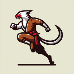 Fototapeta premium Energetic Eagle Warrior Running Silhouette Mascot Logo