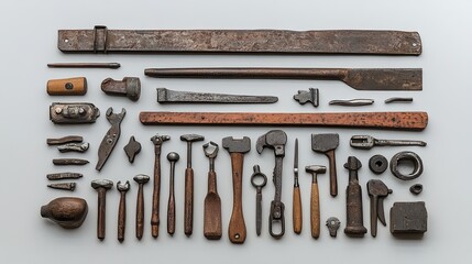 A collection of vintage hand tools, each piece carrying a history of craftsmanship and practical use, showcasing the art of manual labor.