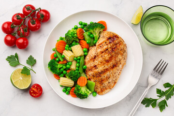 grilled  chicken breast with cooked  vegetables