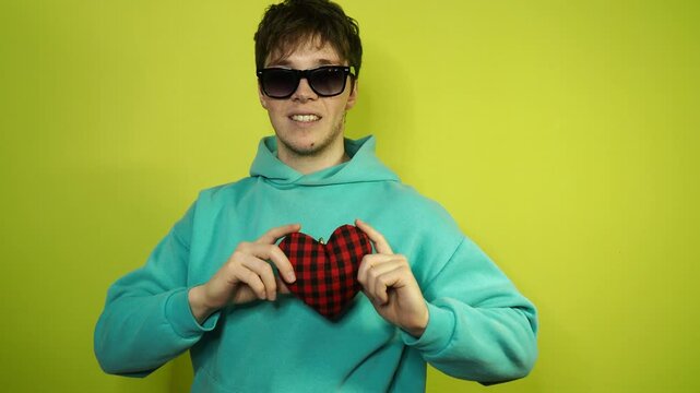 Gifts for loved ones. Young attractive student and present.