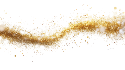 Glittering gold particles png transparent background festive decor white environment abstract concept for design