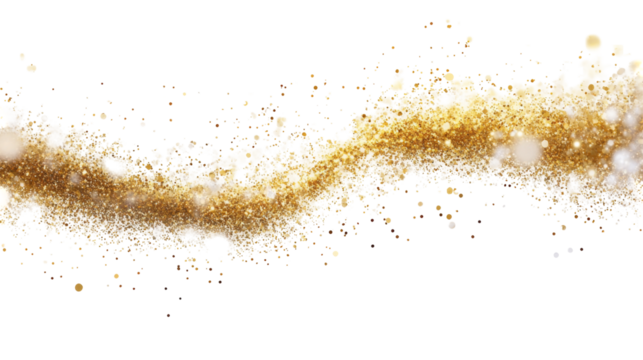 Glittering gold particles png transparent background festive decor white environment abstract concept for design