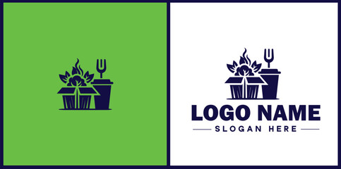 Food Packaging icon Food wrapping Food containerization Edible packaging flat logo sign symbol editable vector