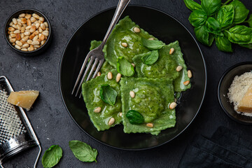 homemade spinach and ricotta ravioli