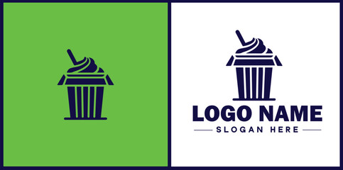 Fototapeta premium Food Packaging icon Food wrapping Food containerization Edible packaging flat logo sign symbol editable vector