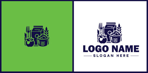 Food Packaging icon Food wrapping Food containerization Edible packaging flat logo sign symbol editable vector