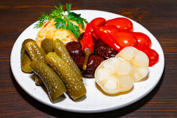 Delightful assortment of pickled vegetables on a plate