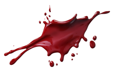 Dynamic red paint splash on transparent background png format high-resolution graphic for creative projects