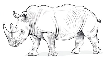 Fototapeta premium Detailed Vector Illustration of a Rhinoceros from the Side View