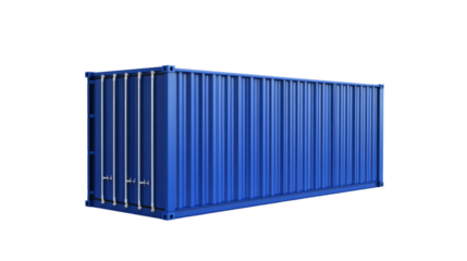 Shipping container on transparent background png format industrial setting white environment clear view