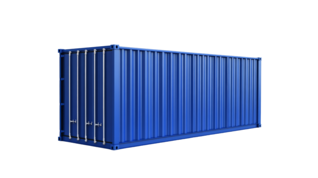 Shipping container on transparent background png format industrial setting white environment clear view