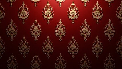 Elegant Red and Gold Damask Wallpaper Background