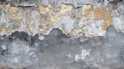 Obraz premium Weathered Grey Plaster Wall with Cracked Textures and Light Hues 