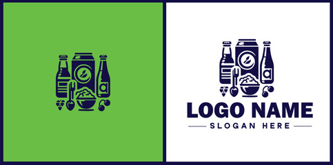Food Packaging icon Food wrapping Food containerization Edible packaging flat logo sign symbol editable vector