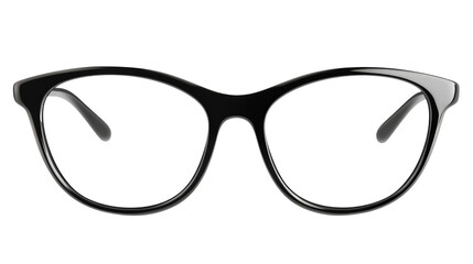 Fototapeta premium Stylish black glasses on transparent background png format minimalist design white space clear viewpoint