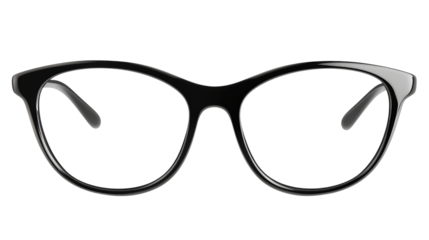 Stylish black glasses on transparent background png format minimalist design white space clear viewpoint
