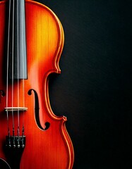 Fototapeta premium Musik: Kopierfläche mit Geige und schwarzem Hintergrund; für Konzerte, Musikunterricht, Banner, Thumbnails.