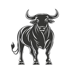 Naklejka premium Unique design featuring a stylized bull head with bold horns for branding purposes