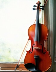 Fototapeta na wymiar Musique : violon et espace blanc ; pour les concerts, les cours de musique, les bannières, les vignettes.