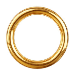 Minimalist golden round frame with a smooth polished surface, isolated on transparent cutout background